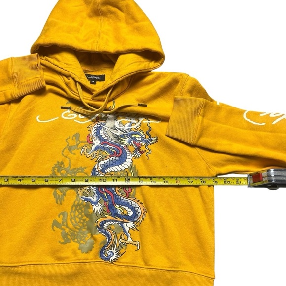 Ed Hardy Dragon Tattoo Pullover Gold Hoodie Size Medium Signature Logo - Picture 4 of 4